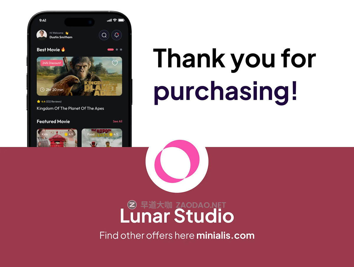 40+屏电影票音乐票在线购买座位预订app ui界面设计figma模板套件CinemaGo - Ticket Movie Booking Premium UI KIts App