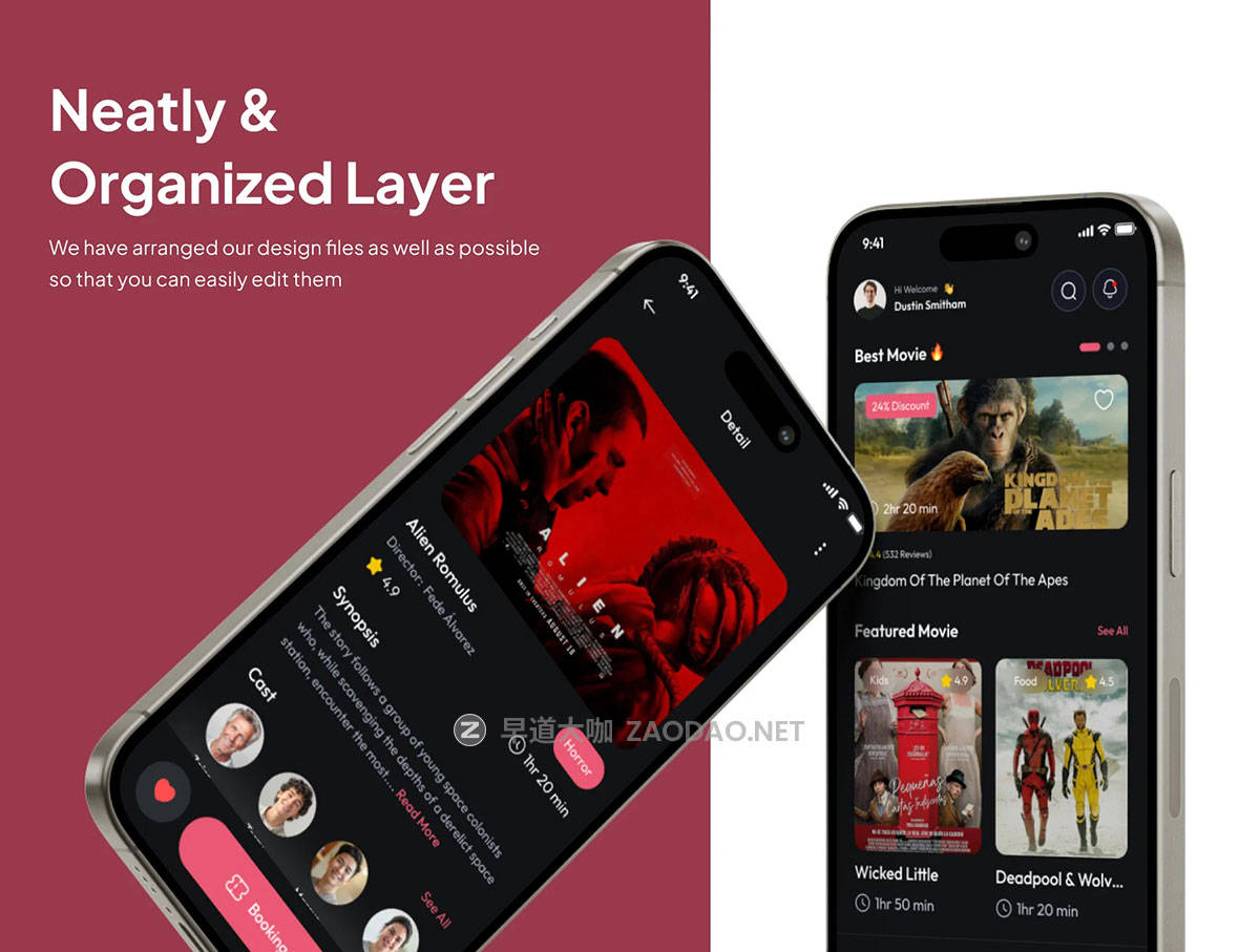 40+屏电影票音乐票在线购买座位预订app ui界面设计figma模板套件CinemaGo - Ticket Movie Booking Premium UI KIts App